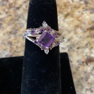 Elegant Purple Amethyst Silver Ring
